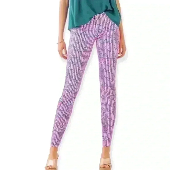 Lilly Pulitzer Kelly Mandevilla Slathouse Striped Low Rise Skinny Ankle Barbie - Picture 1 of 10